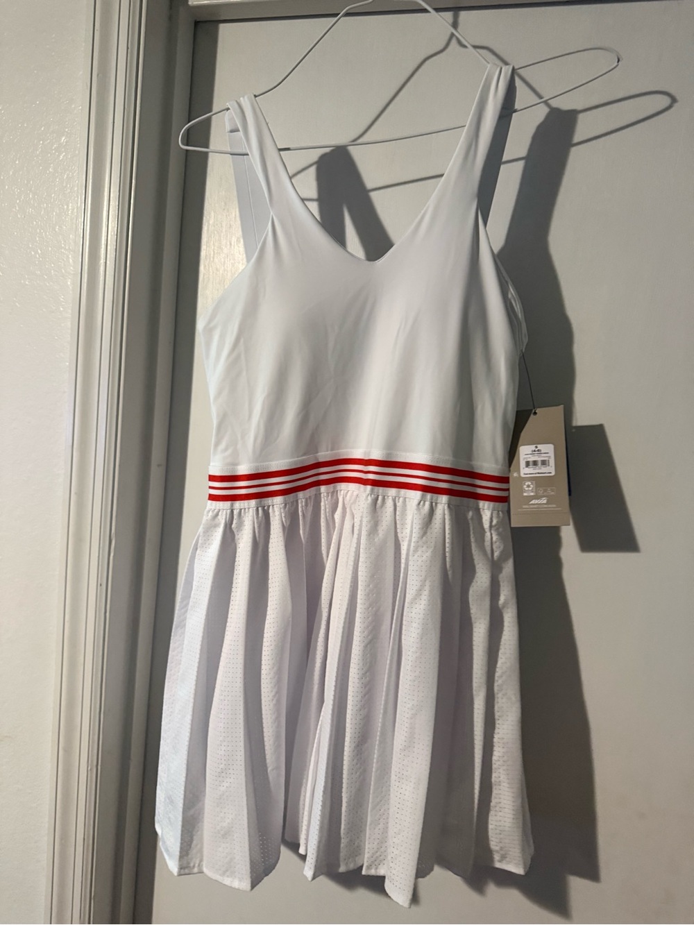 NEW Avia White Dress with Red Waist Stripes